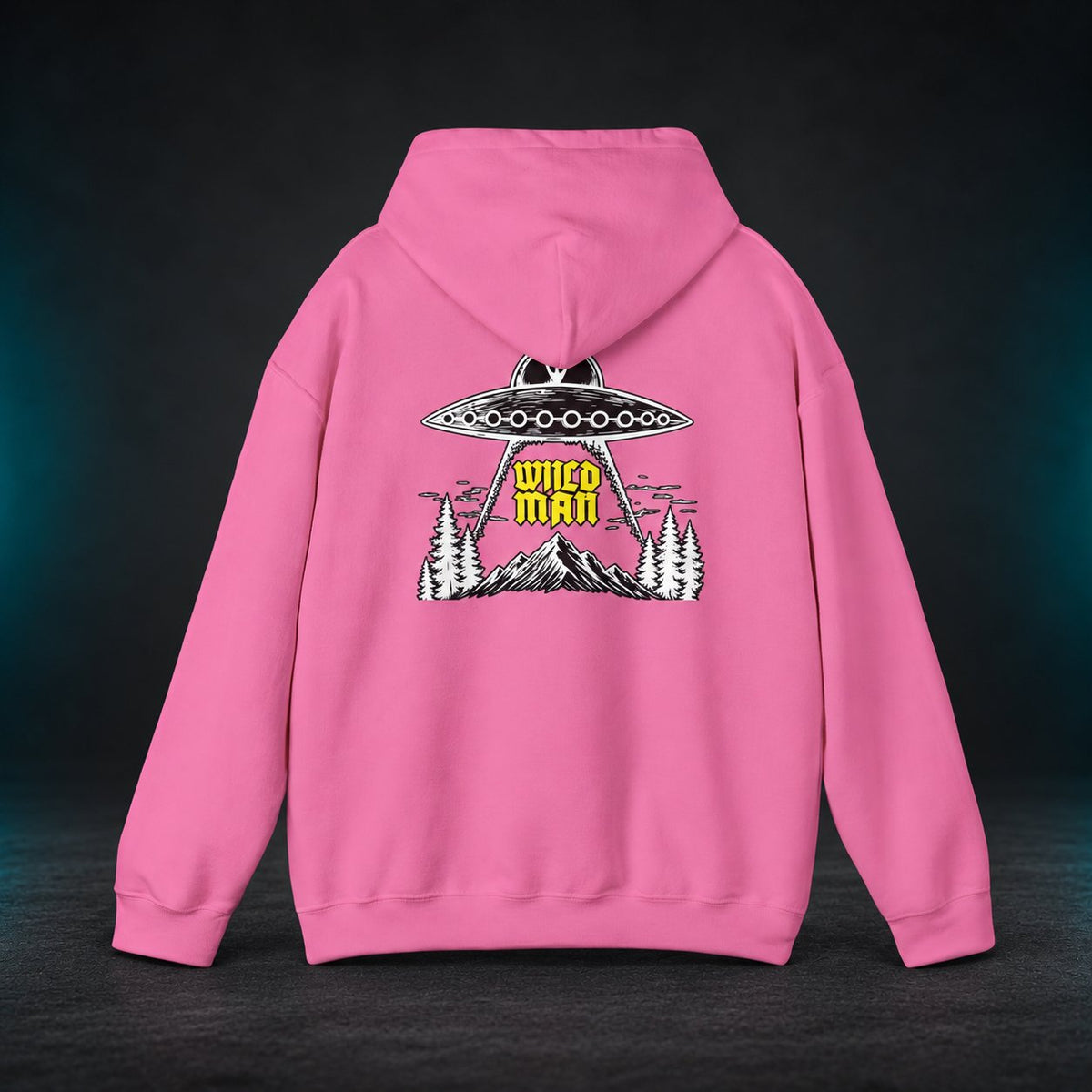 The Grays hoodie — Azalea pink back view with hood down