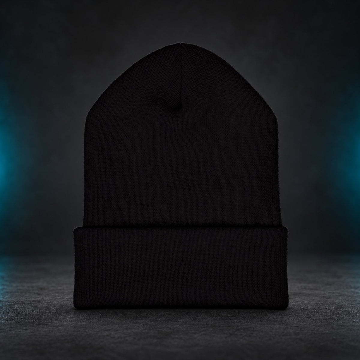 Black WILDMAN cuffed beanie — plain back view