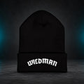 Black WILDMAN cuffed beanie — front embroidery view