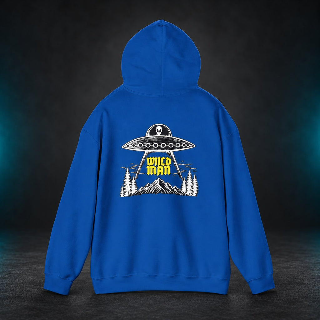The Grays hoodie — Royal blue back view with hood up