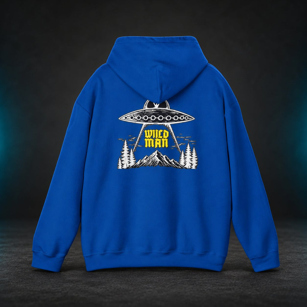 The Grays hoodie — Royal blue back view with hood down